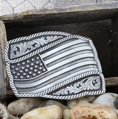 Montana Silversmith Waving American Flag Attitude Buckle