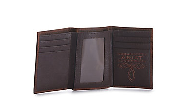 Ariat Men's Embossed Shield Logo Trifold Wallet