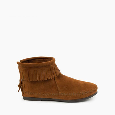 Minnetonka Moccasin Back Zip Hardsole Boot - Brown