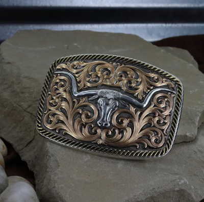 Montana Silversmith Tri-Color Champion Texas Longhorn Buckle