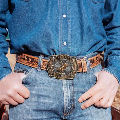 Montana Silversmith Champion Bull Rider Filigree Framed Attitude Belt Buckle