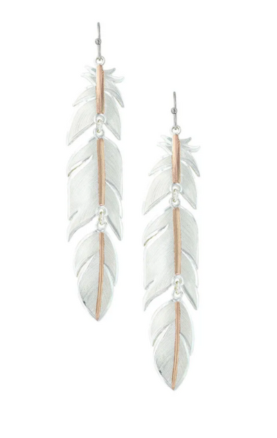 Montana Silversmiths Rose Gold Plume Feather Earrings