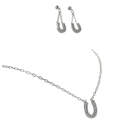Montana Silversmith Crystal Clear Lucky Horseshoe Jewelry Set