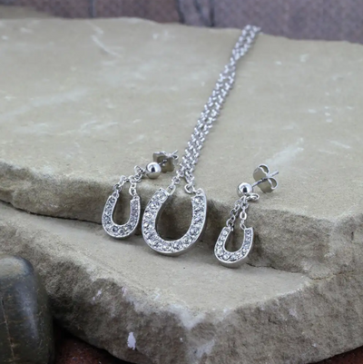 Montana Silversmith Crystal Clear Lucky Horseshoe Jewelry Set