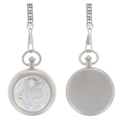 Montana Silversmith Engraved Silver, Small Silver Inlay, Pocket Watch