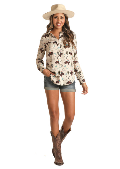 Panhandle Women's Bronc Print Shirt