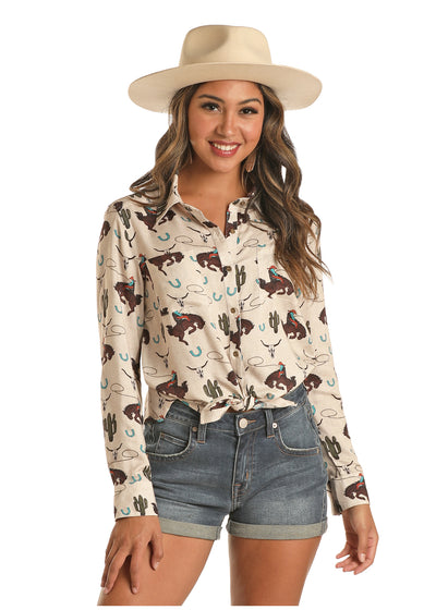 Panhandle Women's Bronc Print Shirt