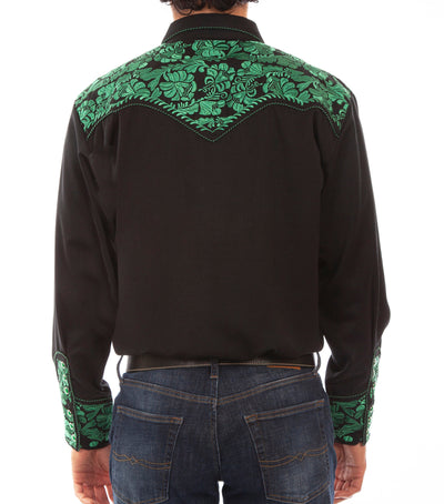 Scully Men's Retro Gunfighter Western Shirt - Emerald