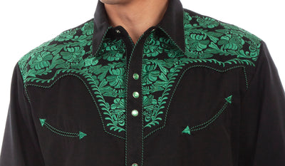 Scully Men's Retro Gunfighter Western Shirt - Emerald