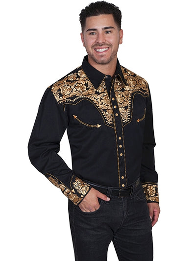 Scully Men's Retro Gunfighter Western Shirt - Gold