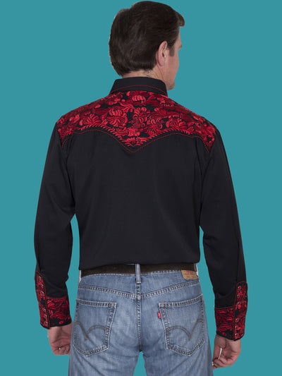 Scully Men's Retro Gunfighter Western Shirt - Crimson