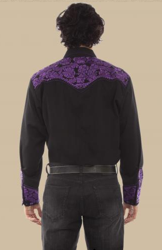 Scully Men's Retro Gunfighter Western Shirt - Purple
