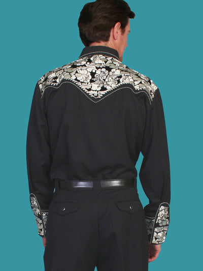 Scully Men's Retro Gunfighter Western Shirt - Silver