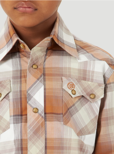 Wrangler Boy's Retro Plaid Western Shirt