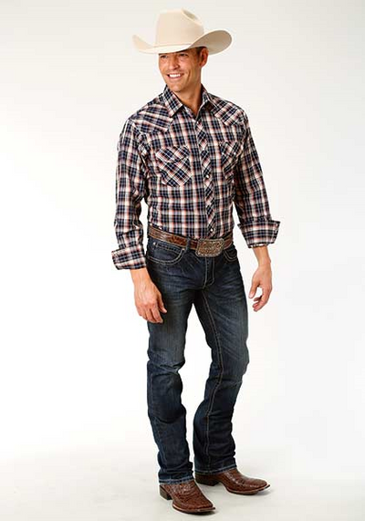 Roper Men's Long Sleeve Plaid  Western Shirt