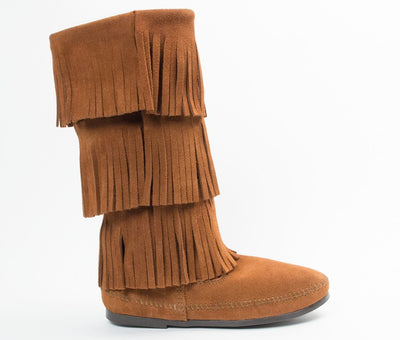 Minnetonka Women's Brown 3-Layer Fringe Boot