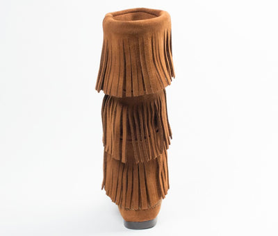 Minnetonka Women's Brown 3-Layer Fringe Boot