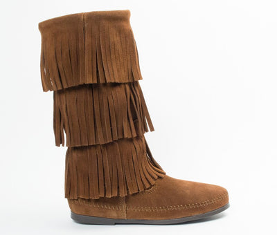 Minnetonka Women's Dusty Brown 3-Layer Fringe Boot