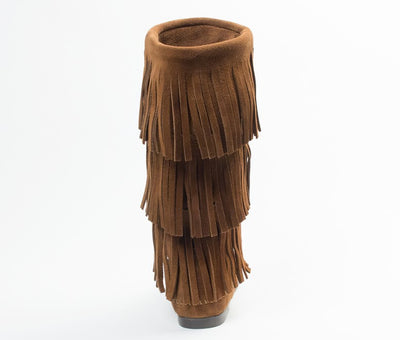Minnetonka Women's Dusty Brown 3-Layer Fringe Boot