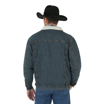Wrangler Men's Sherpa Lined Rustic Denim Jacket