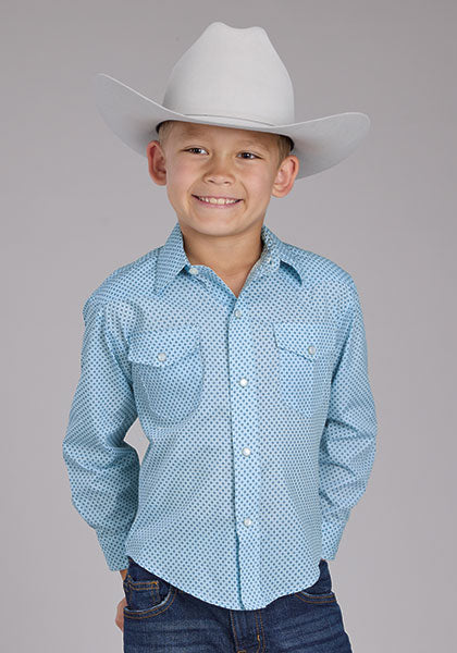 Roper Boy's Mini Cross Print Western Shirt