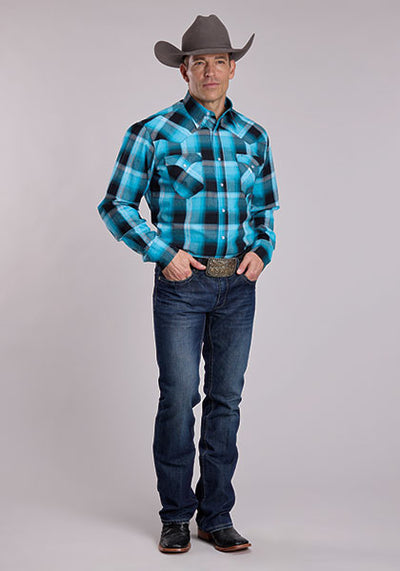 Roper Men's Triple Diamond Dobby Plaid Shirt