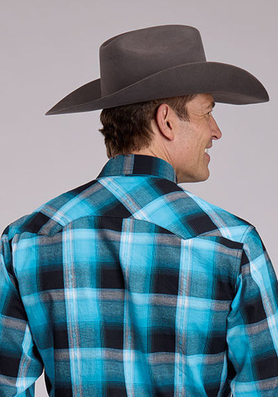 Roper Men's Triple Diamond Dobby Plaid Shirt