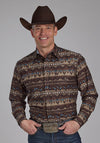 Roper Men's Distressed Aztec Print Western Shirt