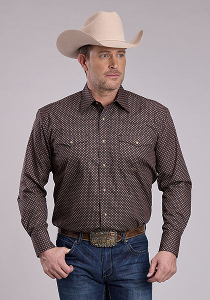 Roper Men's Red Star Geo Print Shirt