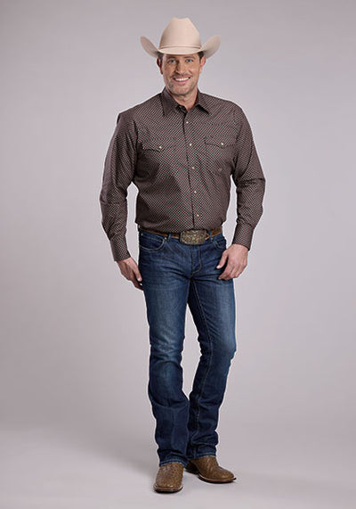 Roper Men's Red Star Geo Print Shirt