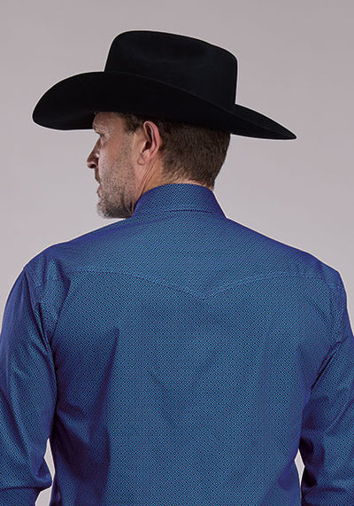 Roper Men's Blue Lattice Geo Western Shirt