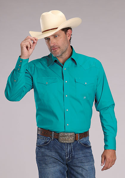 Roper Men's Solid Stretch Poplin Western Shirt