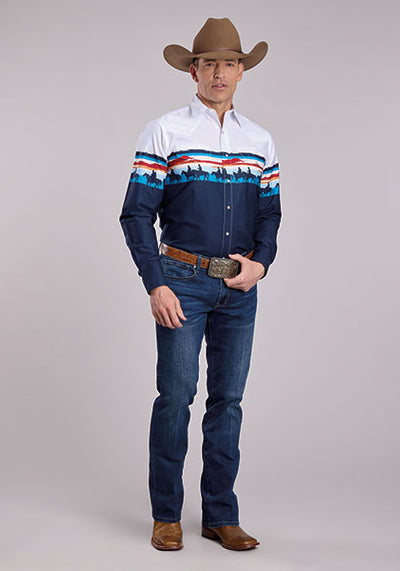Roper Men's Sunset Border Print Shirt