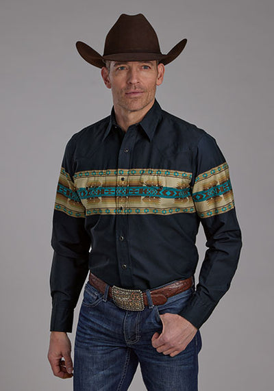 Roper Men's Aztec Border Print Shirt