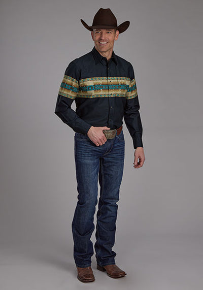 Roper Men's Aztec Border Print Shirt