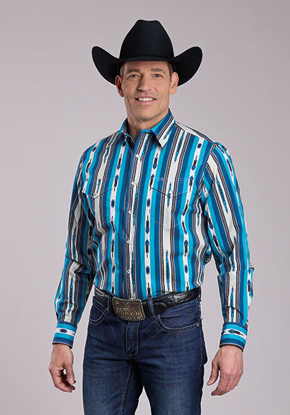 Roper Men's Vertical Aztec Print Shirt