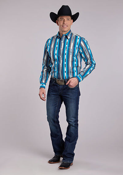 Roper Men's Vertical Aztec Print Shirt