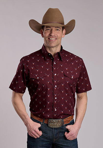 Roper Men's Allover Skull Print Shirt
