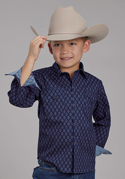 Roper Boy's Aztc Print Western Shirt