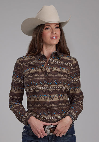 Roper Women's Distressed Aztec Print Western Shirt Centerville