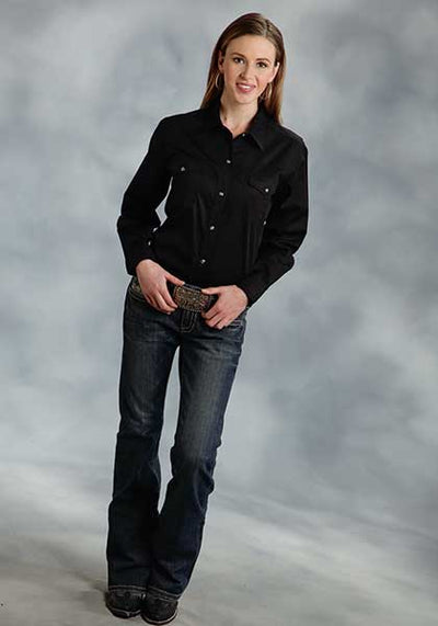 Roper Women's Solid Poplin Western Shirt - Black