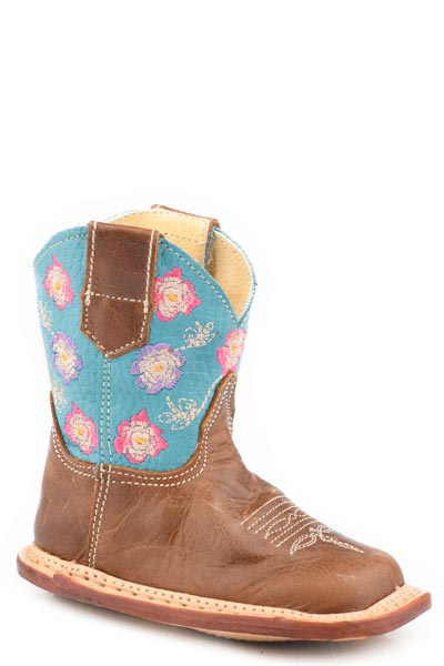 Roper Infants Turquoise Shaft with Embroidered Flowers Western Boot