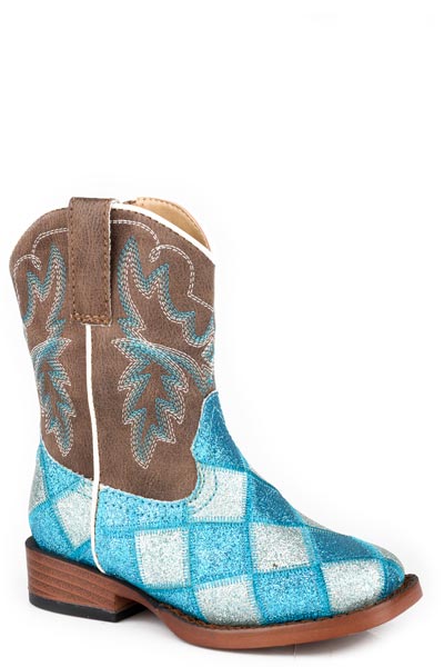 Roper Toddler's Patchwork Glitter Vamp Western Boot