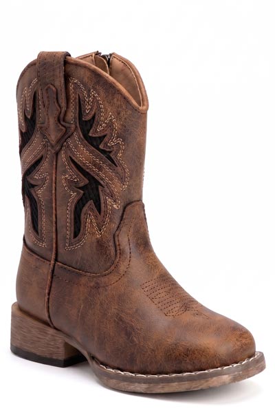 Roper Toddler's Brown Mesh Western Underlay Design Boot