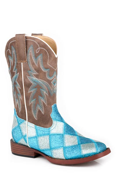Roper Little Kid's Patchwork Glitter Vamp Western Boot