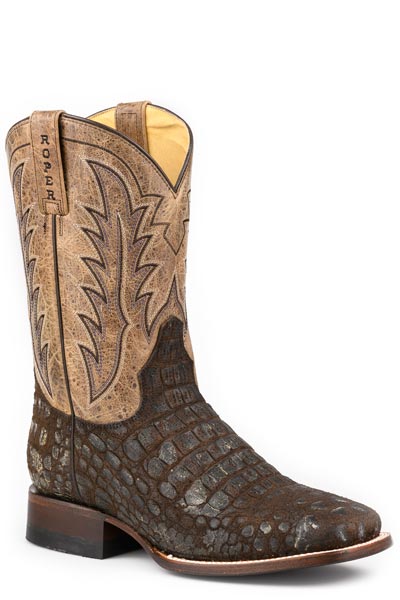 Roper Men's Embossed Waxy Caiman Vamp Western Boot