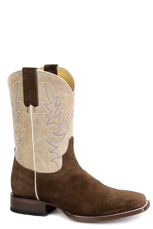 Roper Men's Marbled Cream Leather Shaft Western Boot