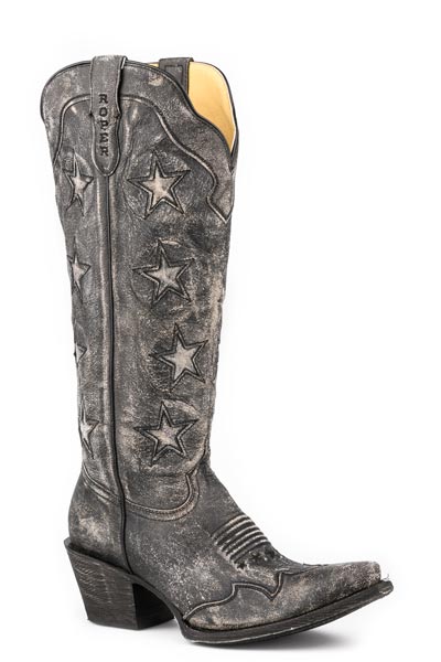 Roper Women's Vintage Black Inlayed Stars Western Boot