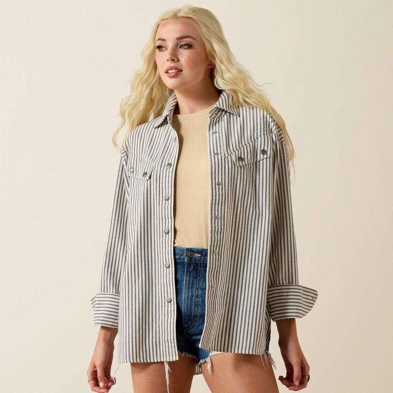 ARIAT Camisa elástica Team Kirby para mujer, Blanco con logotipo de leopardo, XXL ARIAT Camisa elástica Team Kirby para mujer, Blanco con logotipo de leopardo, XXL