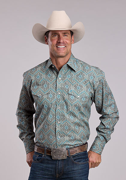 Stetson Men's Allover Print Western Shirt